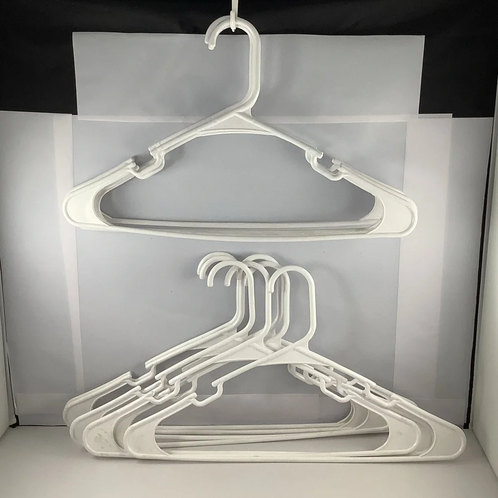 10 White Plastic Hangers for Dresses, Tops and Sweaters